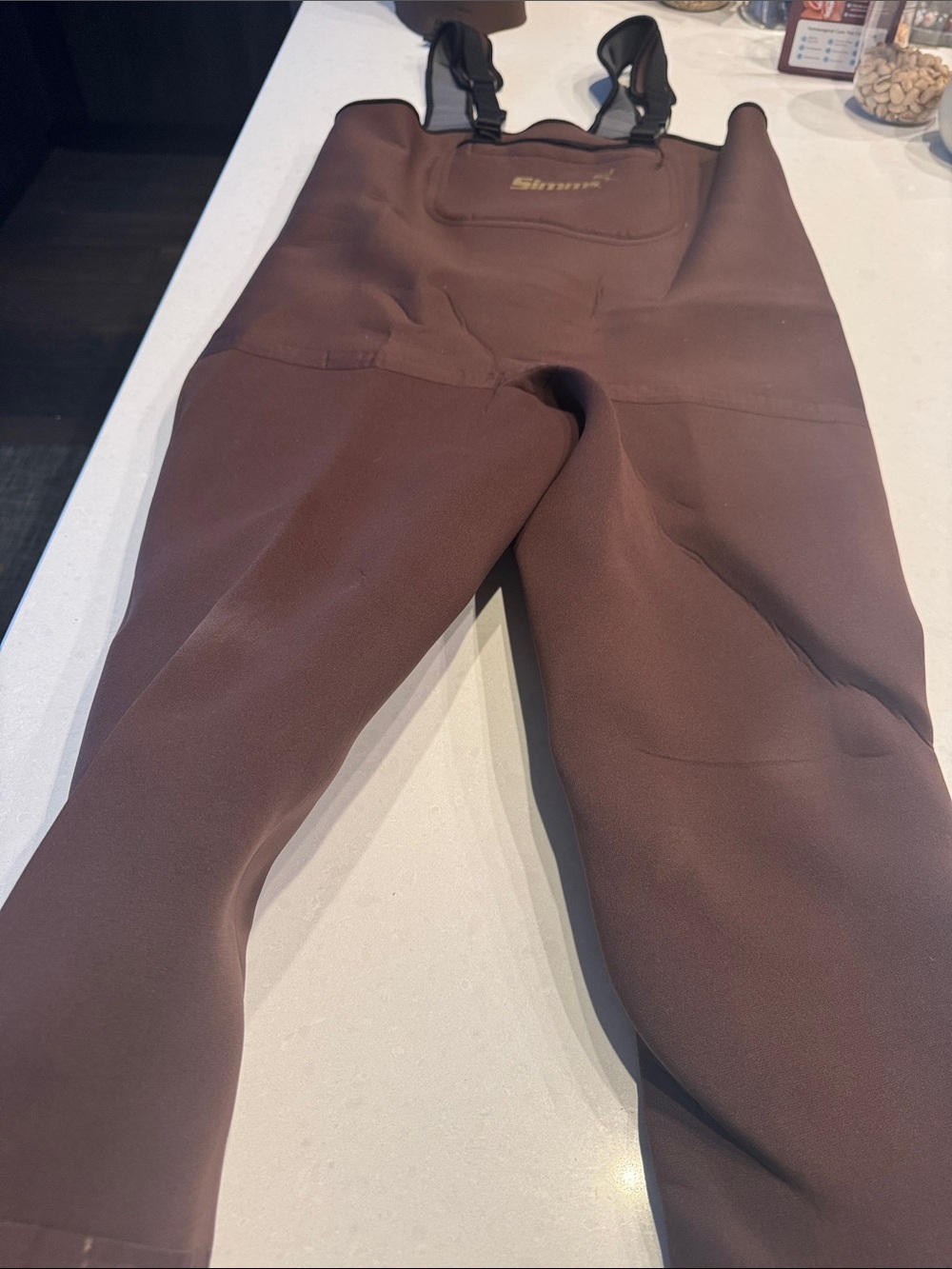 Simms Brown neoprene Men's Chest Wader Overalls with Adjustable Straps